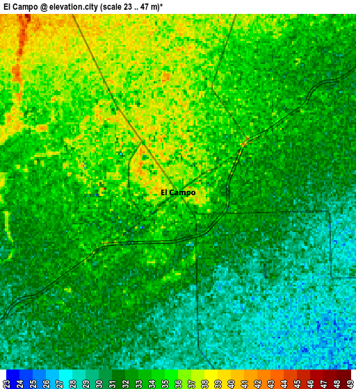 Zoom OUT 2x El Campo, United States elevation map