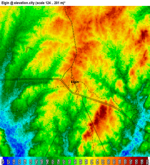 Zoom OUT 2x Elgin, United States elevation map