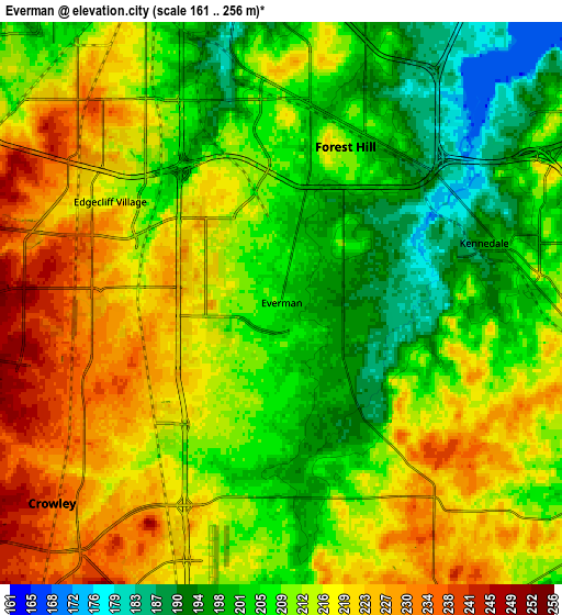 Zoom OUT 2x Everman, United States elevation map