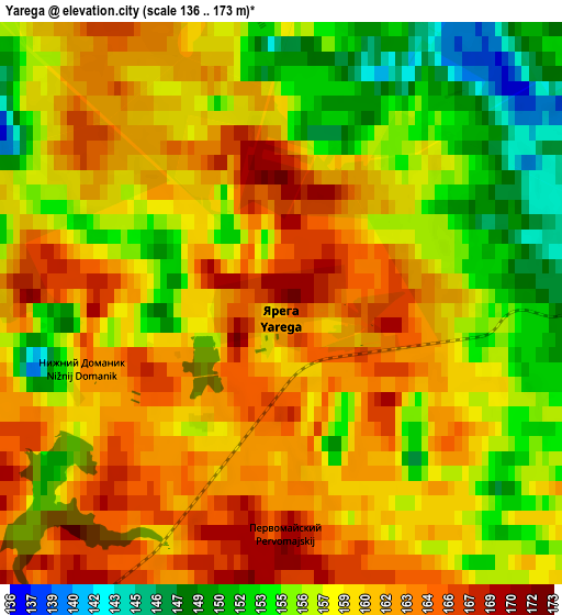 Zoom OUT 2x Yarega, Russia elevation map