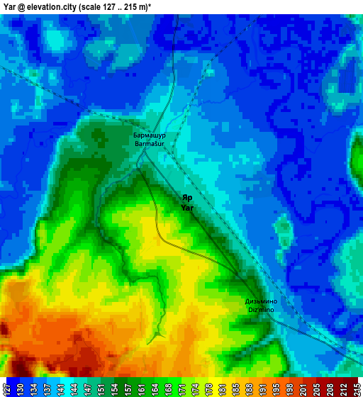 Zoom OUT 2x Yar, Russia elevation map