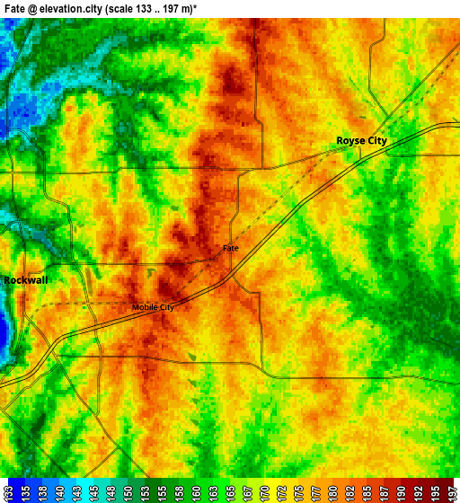 Zoom OUT 2x Fate, United States elevation map