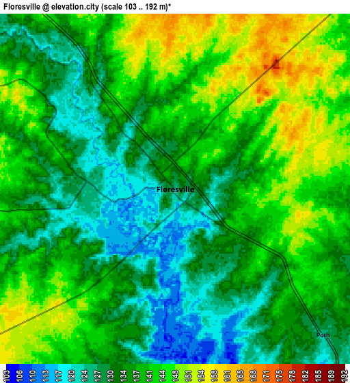 Zoom OUT 2x Floresville, United States elevation map