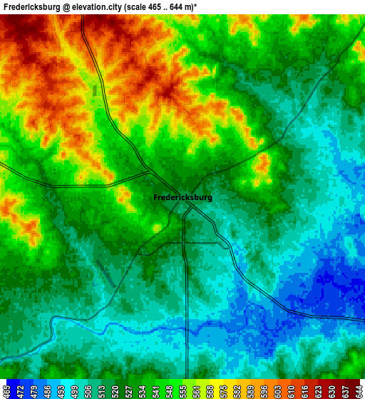 Zoom OUT 2x Fredericksburg, United States elevation map