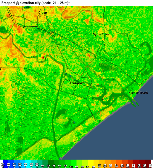 Zoom OUT 2x Freeport, United States elevation map