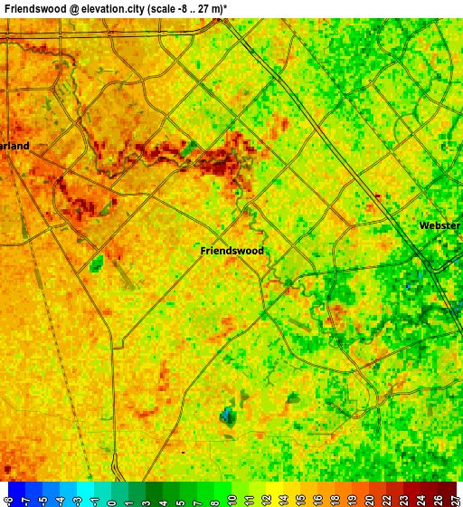 Zoom OUT 2x Friendswood, United States elevation map