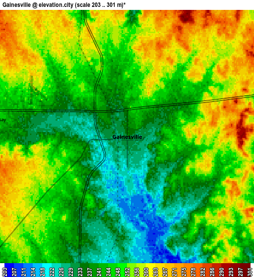 Zoom OUT 2x Gainesville, United States elevation map