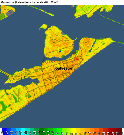 Zoom OUT 2x Galveston, United States elevation map