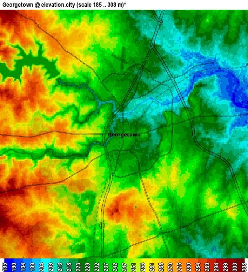 Zoom OUT 2x Georgetown, United States elevation map