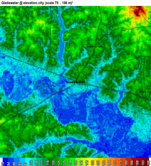 Zoom OUT 2x Gladewater, United States elevation map