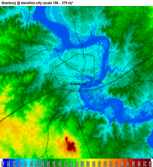 Zoom OUT 2x Granbury, United States elevation map