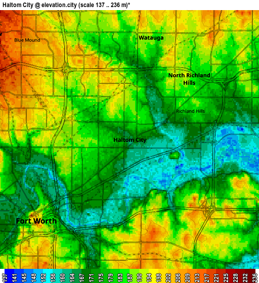 Zoom OUT 2x Haltom City, United States elevation map