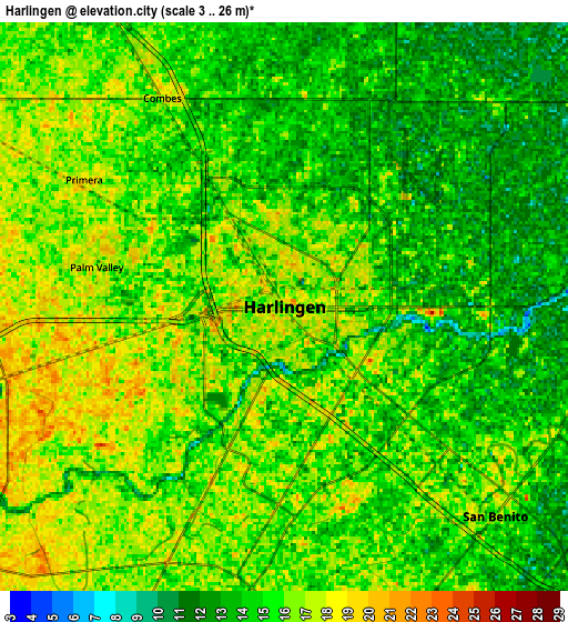 Zoom OUT 2x Harlingen, United States elevation map