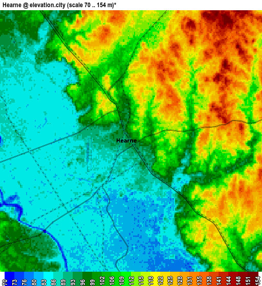 Zoom OUT 2x Hearne, United States elevation map