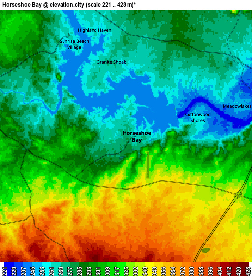 Zoom OUT 2x Horseshoe Bay, United States elevation map