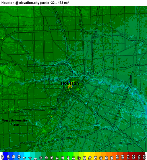 Zoom OUT 2x Houston, United States elevation map