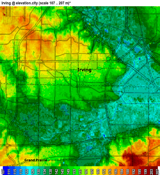 Zoom OUT 2x Irving, United States elevation map