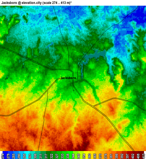 Zoom OUT 2x Jacksboro, United States elevation map