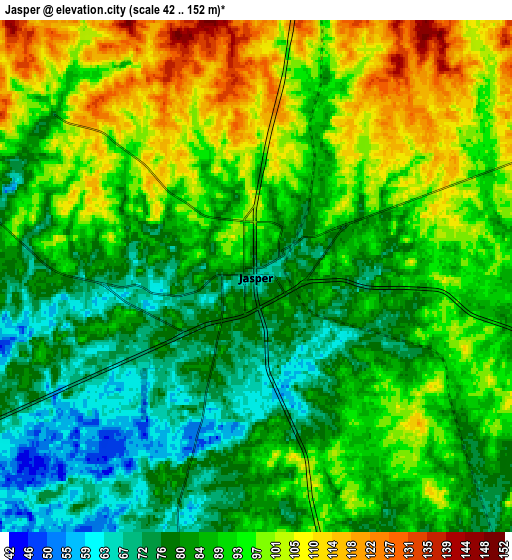 Zoom OUT 2x Jasper, United States elevation map