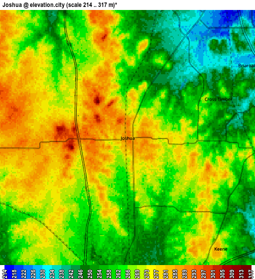 Zoom OUT 2x Joshua, United States elevation map