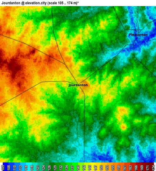 Zoom OUT 2x Jourdanton, United States elevation map