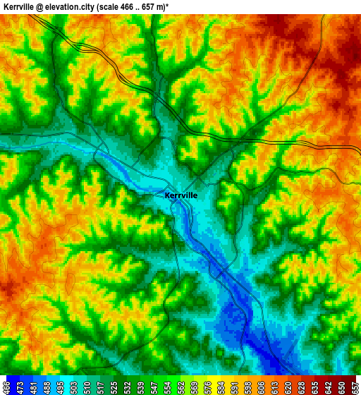 Zoom OUT 2x Kerrville, United States elevation map