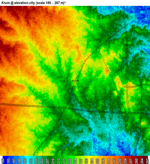 Zoom OUT 2x Krum, United States elevation map