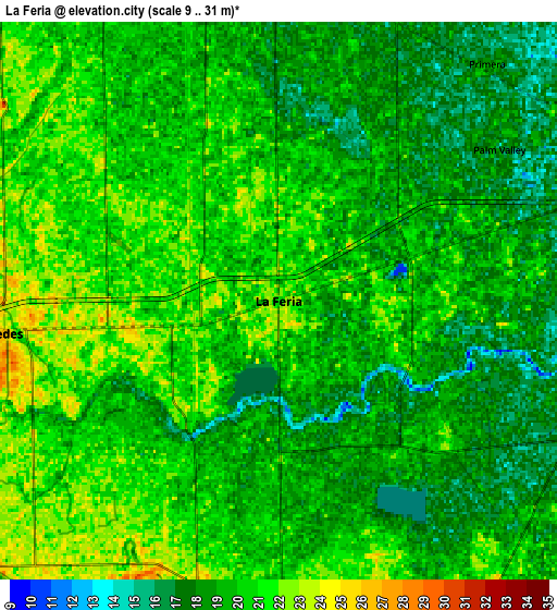 Zoom OUT 2x La Feria, United States elevation map