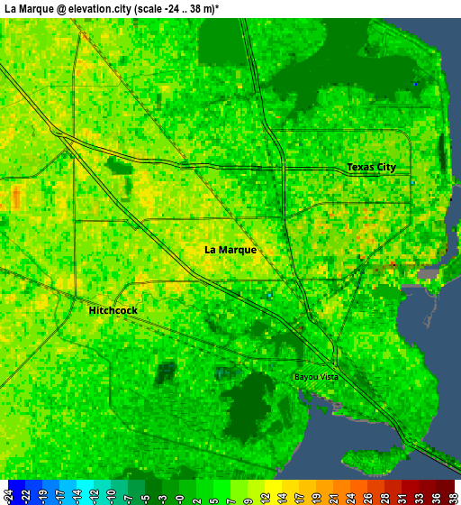 Zoom OUT 2x La Marque, United States elevation map