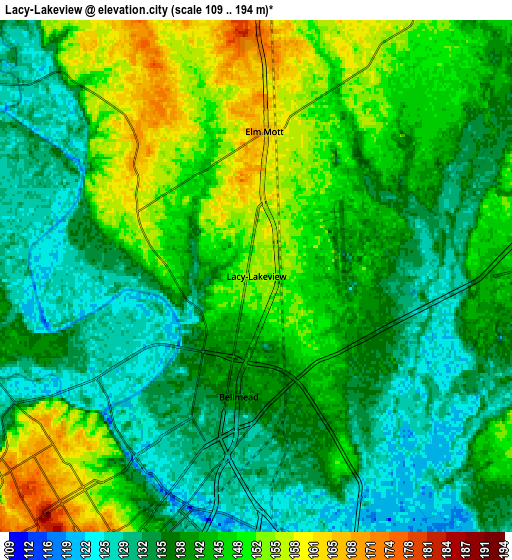 Zoom OUT 2x Lacy-Lakeview, United States elevation map