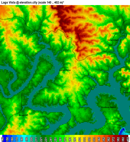 Zoom OUT 2x Lago Vista, United States elevation map