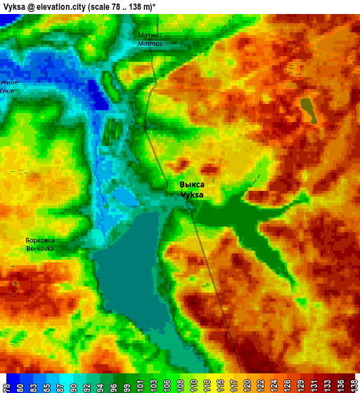 Zoom OUT 2x Vyksa, Russia elevation map