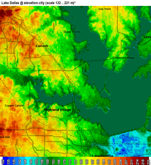 Zoom OUT 2x Lake Dallas, United States elevation map