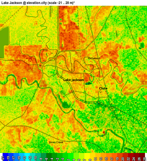 Zoom OUT 2x Lake Jackson, United States elevation map