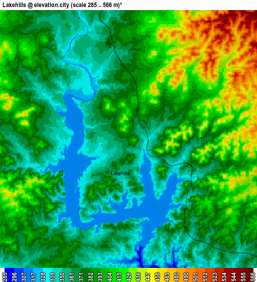 Zoom OUT 2x Lakehills, United States elevation map