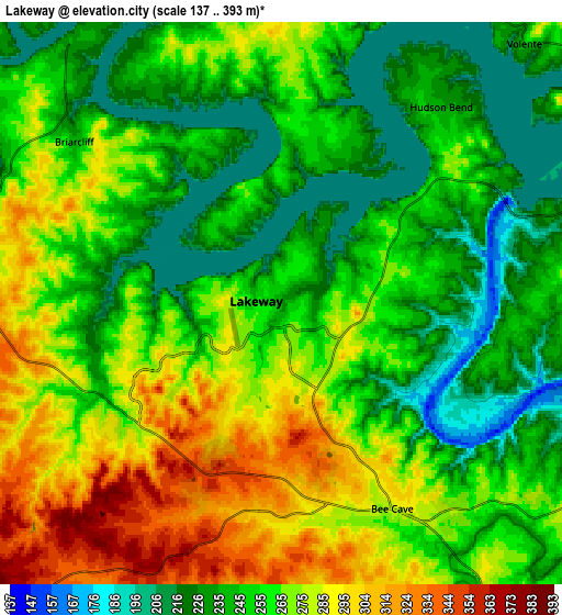 Zoom OUT 2x Lakeway, United States elevation map