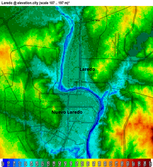 Zoom OUT 2x Laredo, United States elevation map