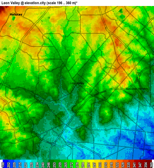 Zoom OUT 2x Leon Valley, United States elevation map