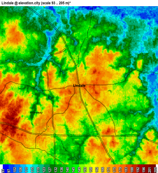 Zoom OUT 2x Lindale, United States elevation map