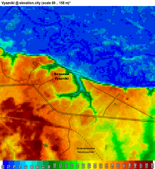 Zoom OUT 2x Vyazniki, Russia elevation map