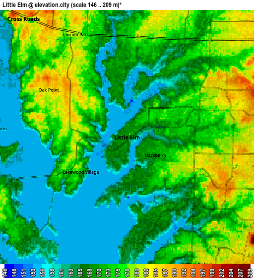 Zoom OUT 2x Little Elm, United States elevation map