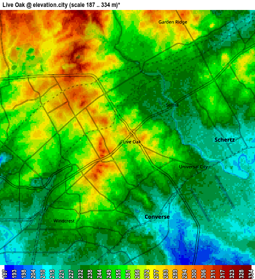 Zoom OUT 2x Live Oak, United States elevation map