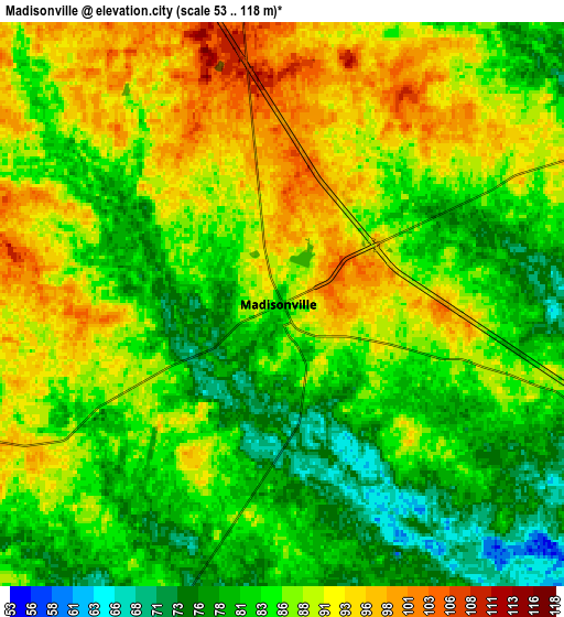 Zoom OUT 2x Madisonville, United States elevation map