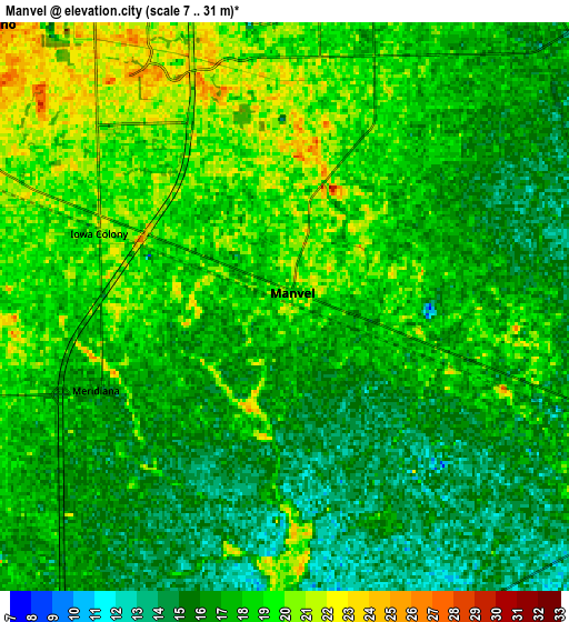 Zoom OUT 2x Manvel, United States elevation map