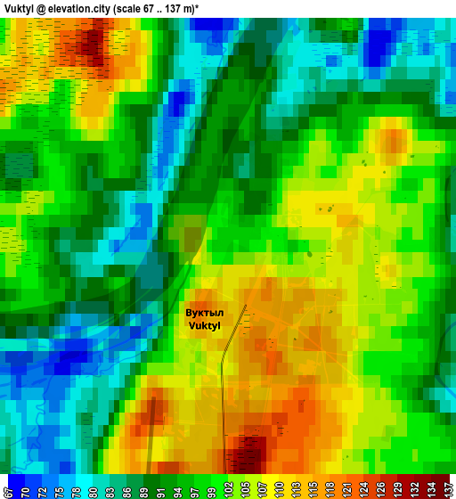 Zoom OUT 2x Vuktyl, Russia elevation map