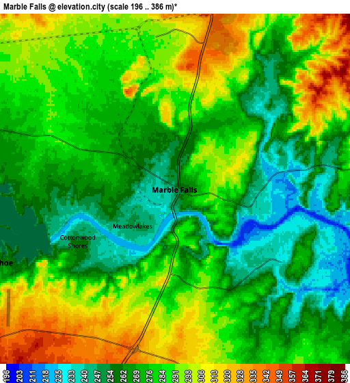 Zoom OUT 2x Marble Falls, United States elevation map