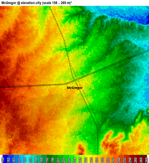 Zoom OUT 2x McGregor, United States elevation map