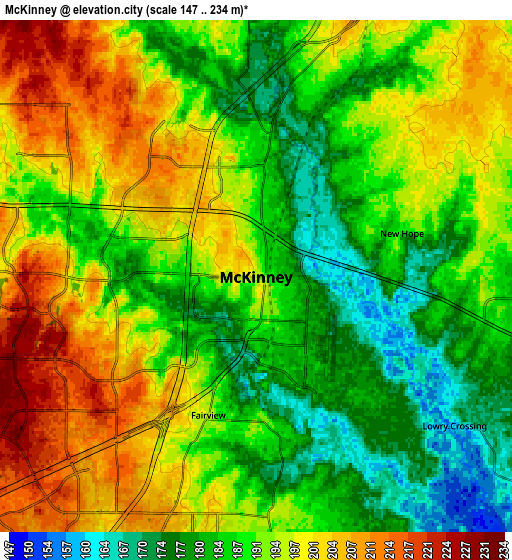 Zoom OUT 2x McKinney, United States elevation map