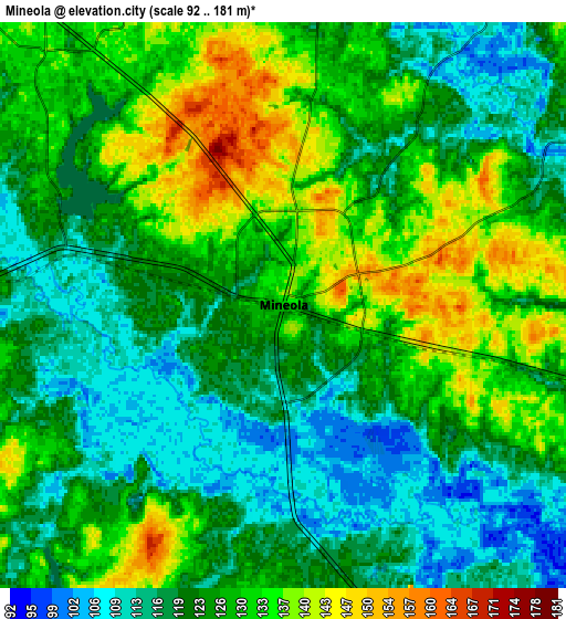 Zoom OUT 2x Mineola, United States elevation map