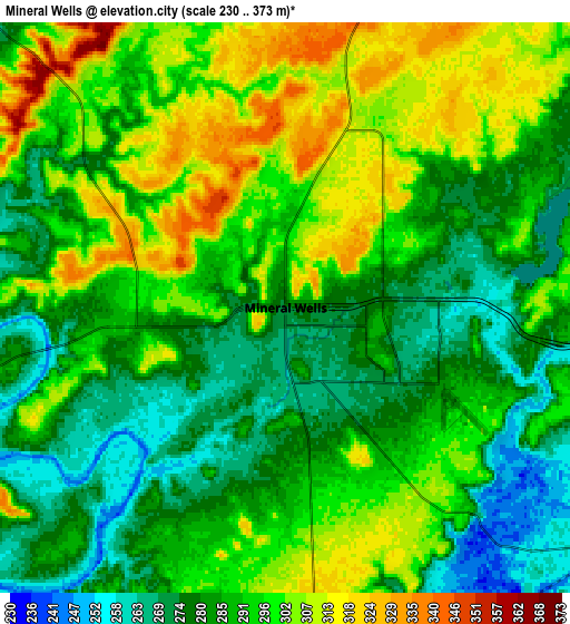 Zoom OUT 2x Mineral Wells, United States elevation map